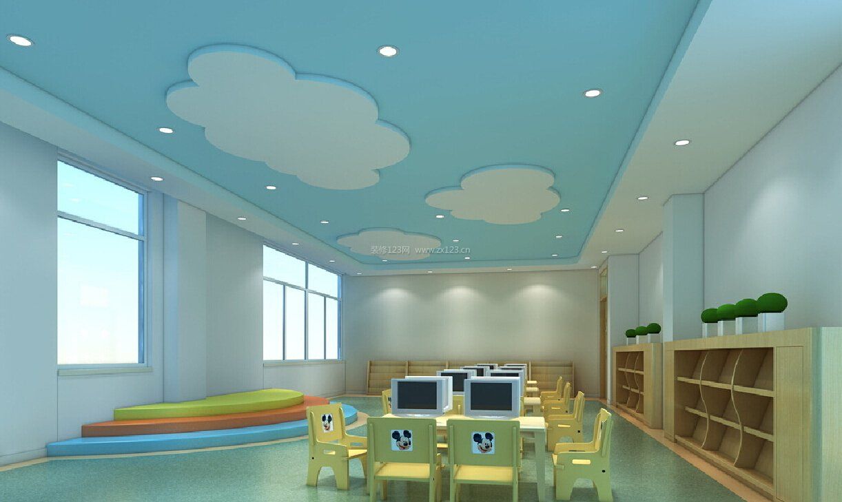 幼儿园大厅室内吊顶设计装修图_装信通网效果图
