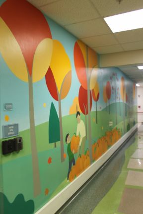 幼儿园走廊装修图片 墙绘装修效果图片