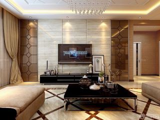 现代简约风格客厅微晶石瓷砖电视背景墙效果图