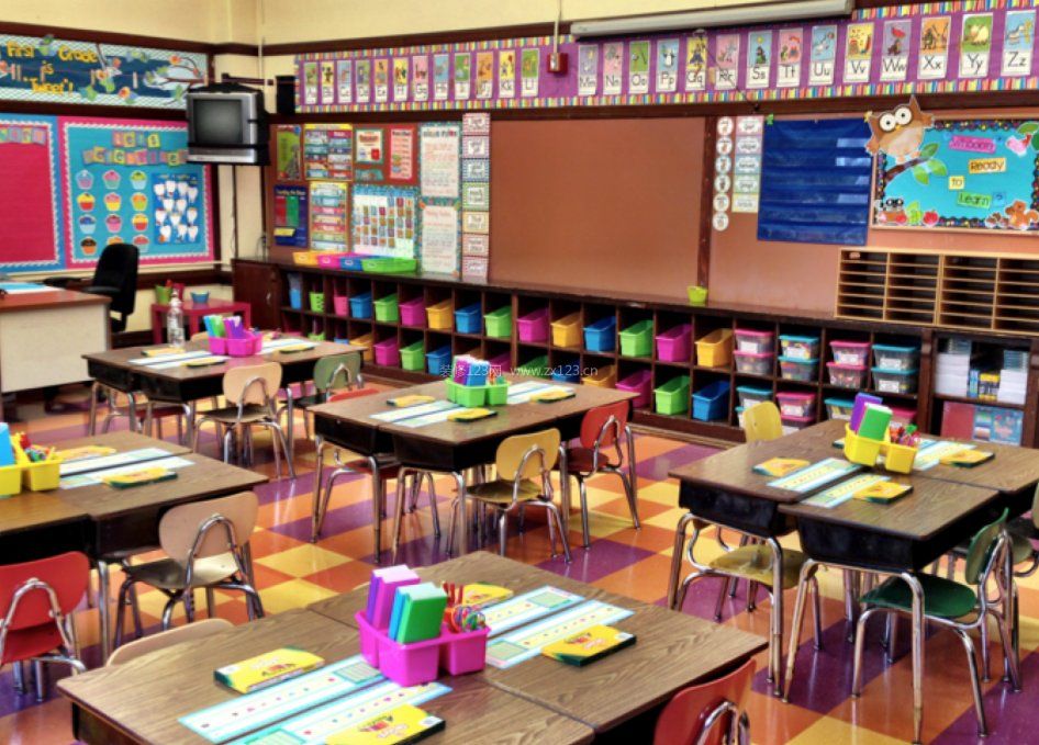 现代风格幼儿园室内颜色搭配效果图