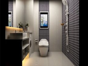 现代卫生间洗脸池镜子装修设计效果图片