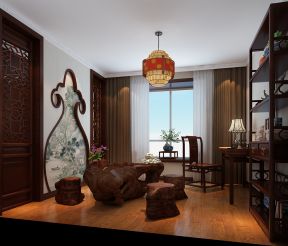 现代中式元素家装根雕茶桌装修效果图片
