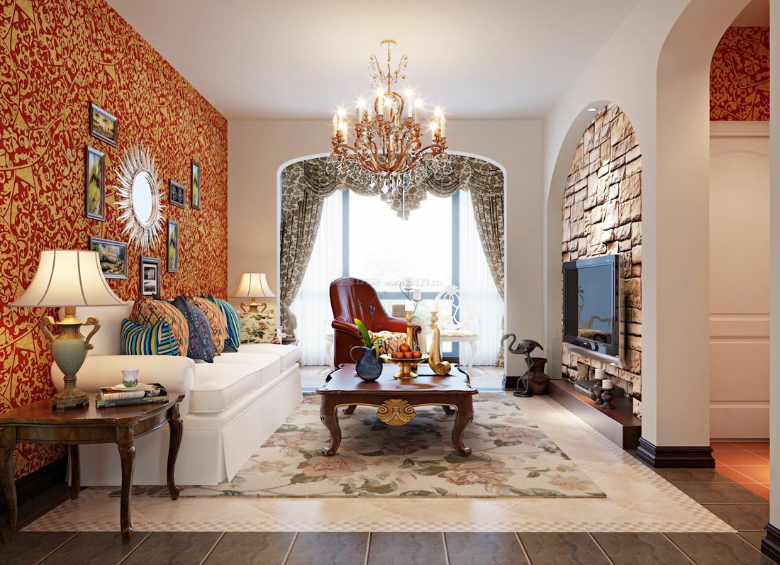 美式家居客厅窗帘简约装修效果图