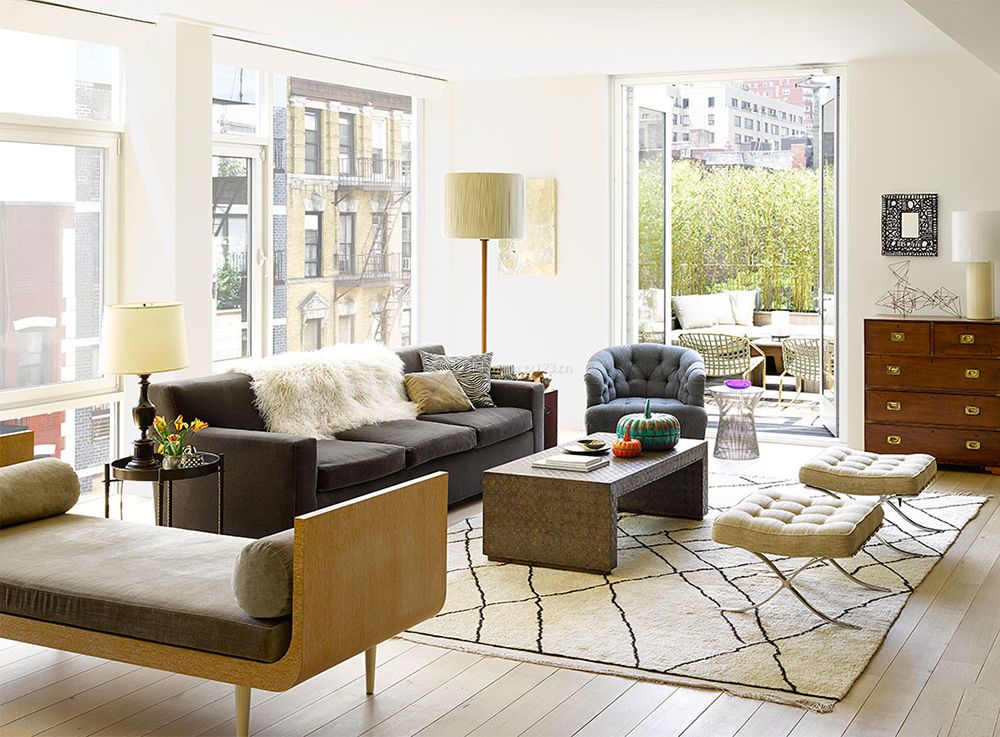 现代简约风格客厅布艺沙发装修效果图片大全