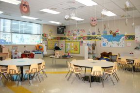 幼儿园室装修效果图 幼儿园吊饰布置图片