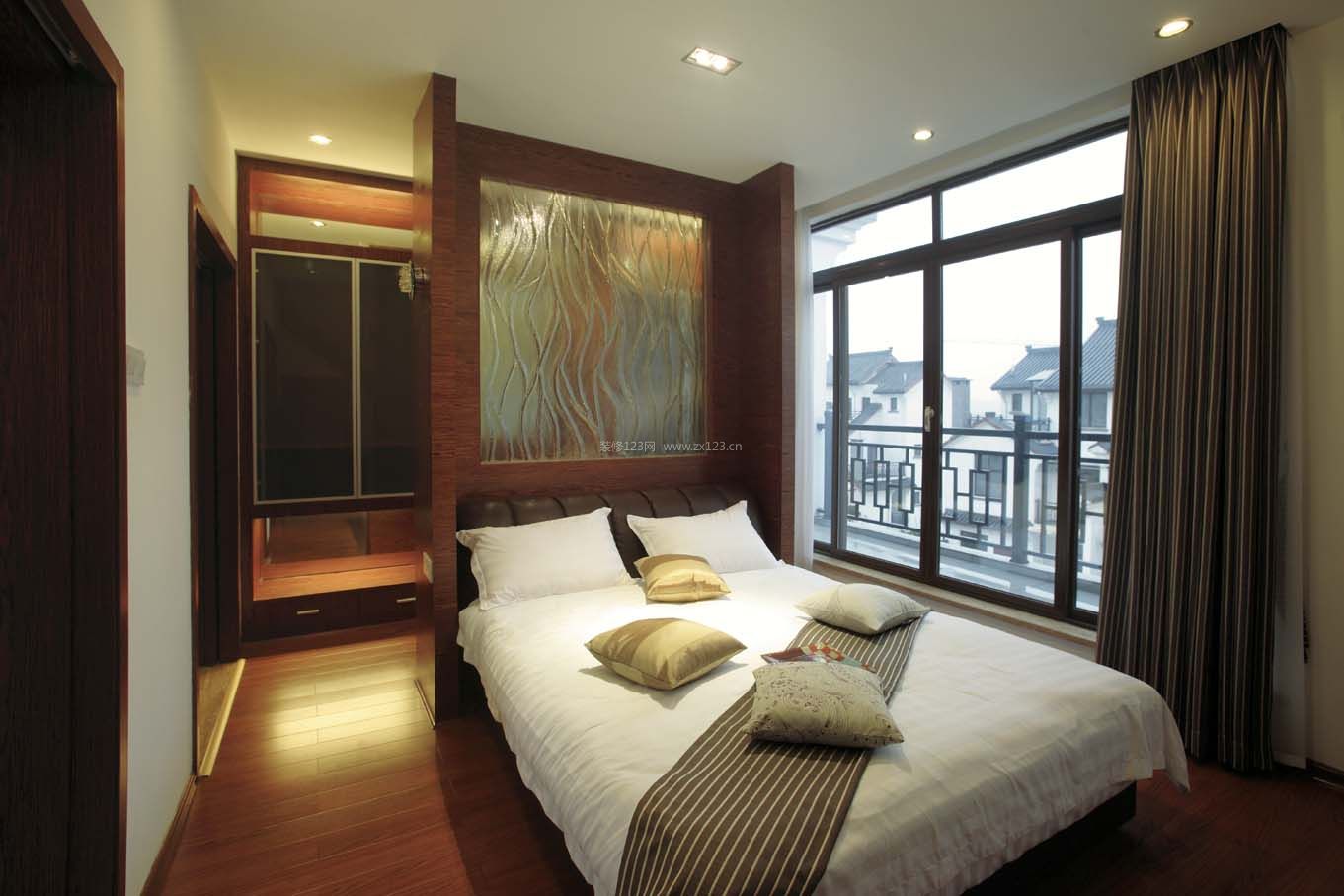 卧室双人床背景设计效果图片
