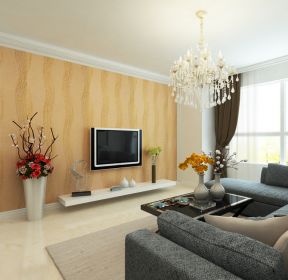 室内客厅电视墙壁纸设计装修效果图片-每日推荐