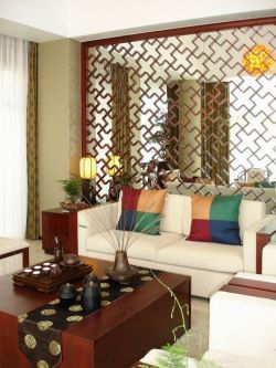 现代中式风格客厅隔断摆件装修效果图_装修1