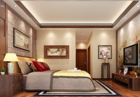 现代和中式混搭风格 卧室床头背景墙