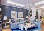 田园地中海风格客厅沙发背景墙装饰画效果图