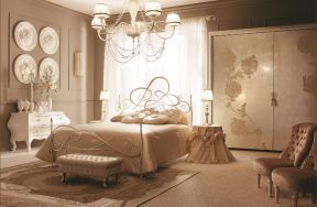 豪华欧式卧室 白色窗帘装修效果图片