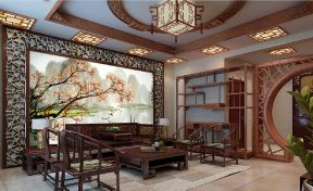 客廳中式風格 沙發(fā)背景墻裝修效果圖片