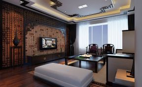 中式电视背景墙效果图 家装客厅电视墙效果图