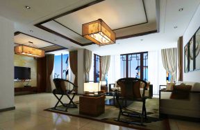 中式家装客厅效果图 窗帘搭配效果图