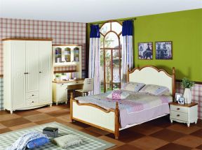 纯美地中海卧室绿色墙面装修效果图片