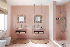 简约风格卫生间 粉色墙面装修效果图片