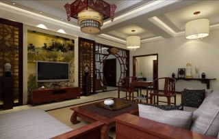 中式风格客厅博古架设计效果图