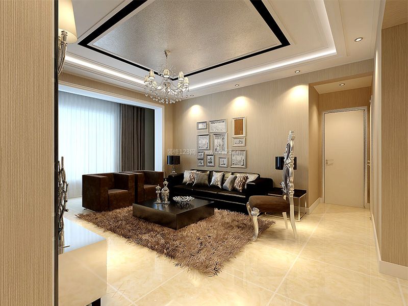现代家装设计效果图 家装客厅沙发背景墙