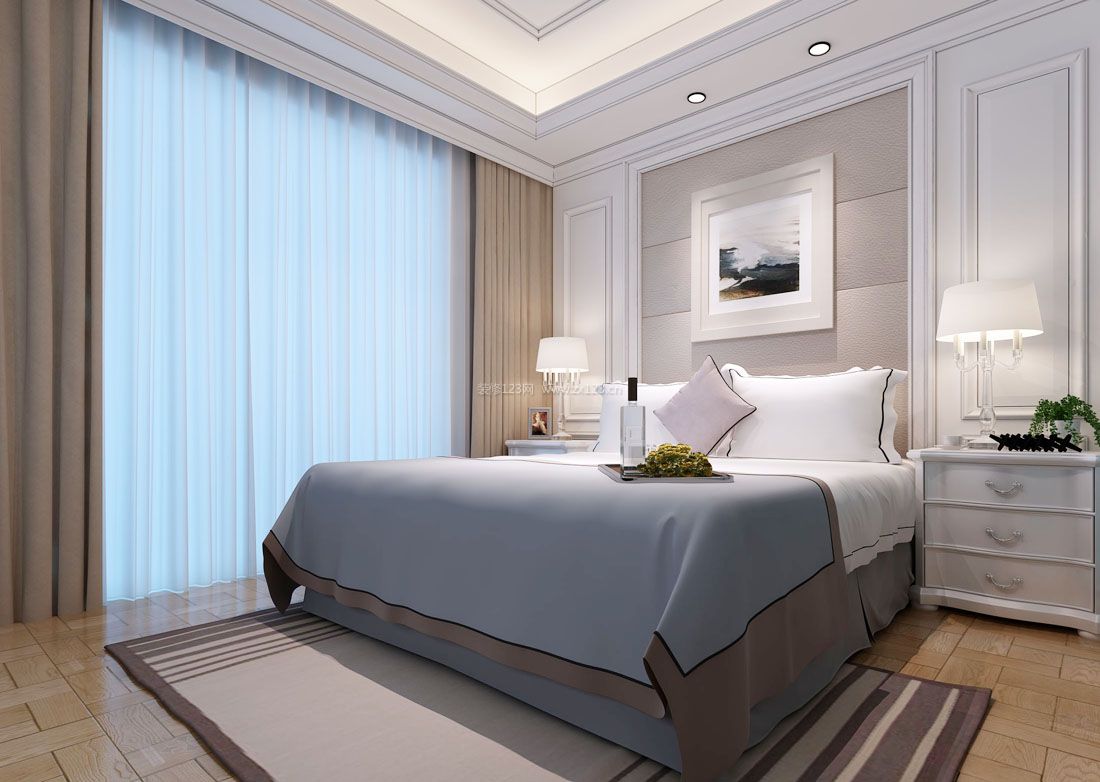现代欧式房屋卧室窗帘装修效果图