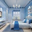 纯美地中海卧室蓝色墙面装修效果图片
