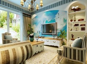 纯美地中海客厅电视背景墙装饰效果图片