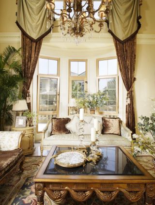 美式别墅装修客厅古典沙发效果图