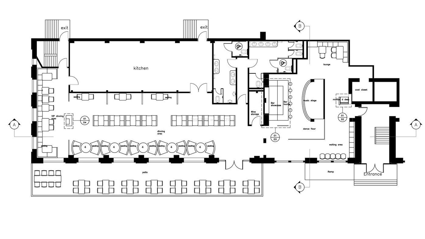 大型酒吧室內(nèi)設(shè)計(jì)平面圖2023圖片