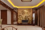 中式客厅电视背景墙装饰山水画装修效果图片