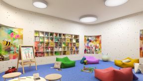 现代幼儿园设计效果图 书柜设计效果图