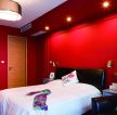 现代家装房屋卧室红色墙面装修效果图片