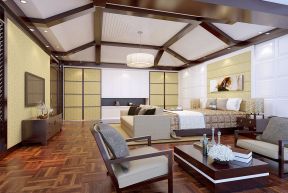 中式单身豪华卧室吊顶设计装修效果图片