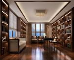 中式书房实木书柜装修设计效果图片