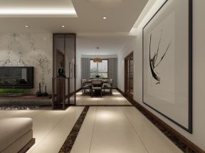 中式家装效果图 客厅走廊装修效果图