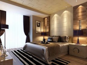 现代卧室装修效果图 床头背景墙装修效果图片