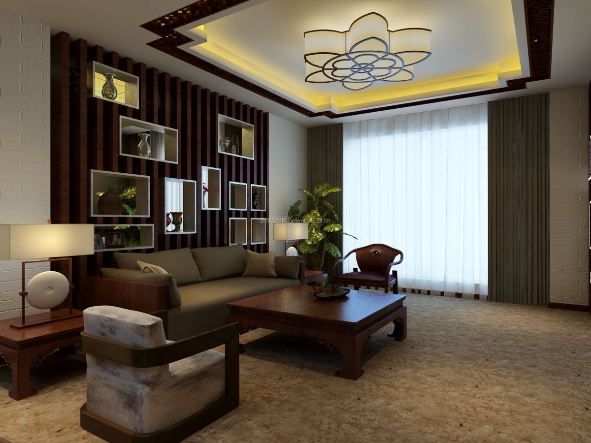 新中式时尚简约客厅灯装修效果图片