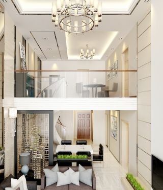 现代家装风格复式楼客厅灯具效果图