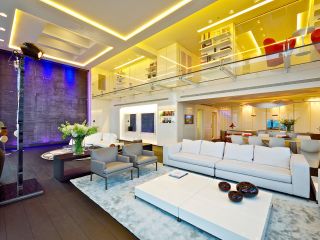 家装现代简约风格复式楼客厅灯具效果图