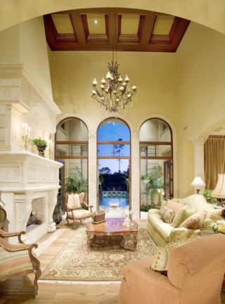 美式家装风格复式楼客厅灯具效果图片