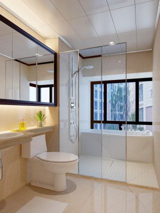 两室两厅现代简约浴室玻璃隔断效果图