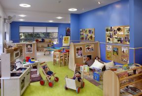 现代简约幼儿园装修效果图 深蓝色墙壁