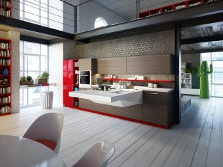 现代复式家装厨房室内设计装修效果图