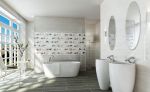 现代家装风格卫生间白色浴缸装修效果图片