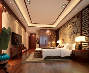 中式风格家居设计 卧室电视背景墙效果图