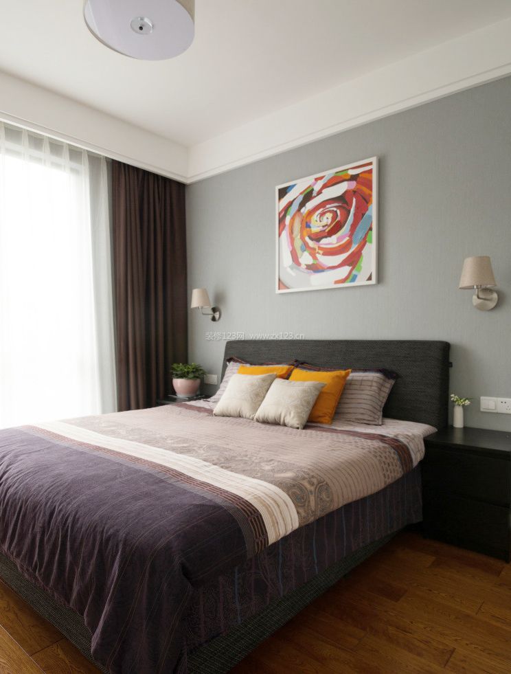 15平方米卧室床头装饰画装修效果图片