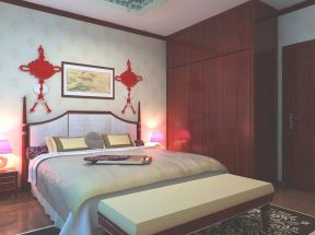 中式卧室壁纸 床头背景墙装修效果图