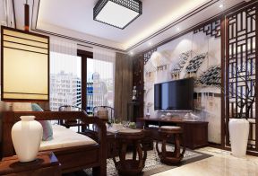 新中式客廳電視背景墻 墻面裝飾裝修效果圖片