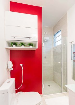 4平米卫生间装修图 红色墙面装修效果图片