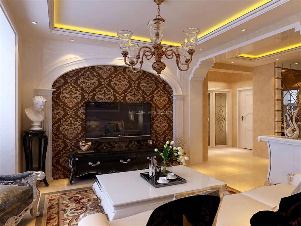 簡歐式小戶型客廳吊頂裝修圖片