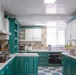 120平米开放式厨房绿色橱柜装修效果图片