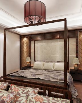 中式家装设计卧室家居摆设装修效果图片